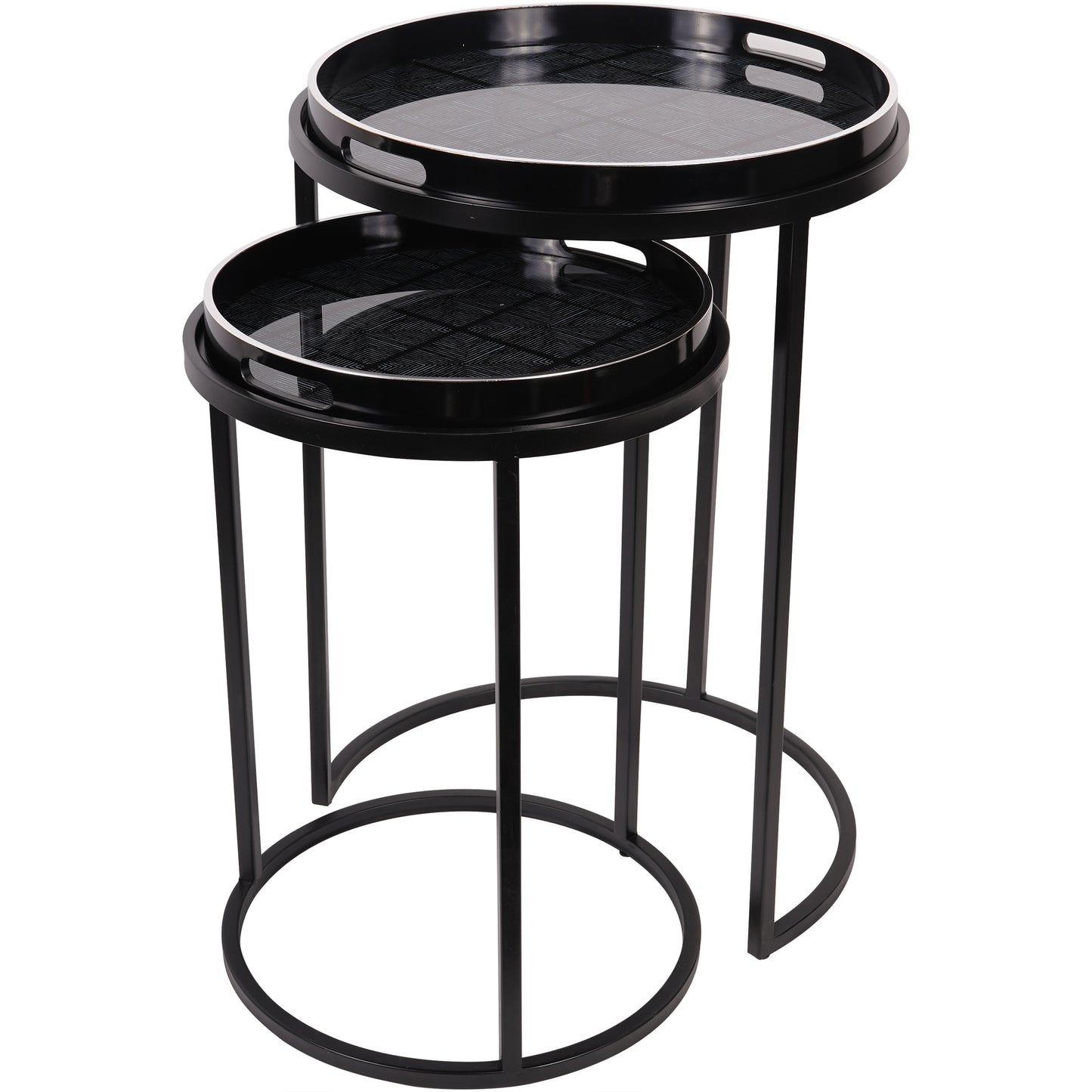 Set Of Two Silver Squares Occasional Tray Tables