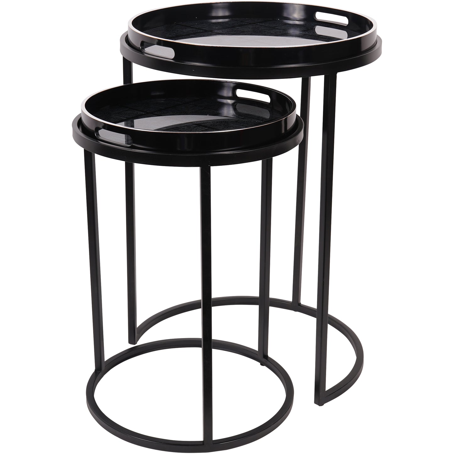Set Of Two Silver Squares Occasional Tray Tables