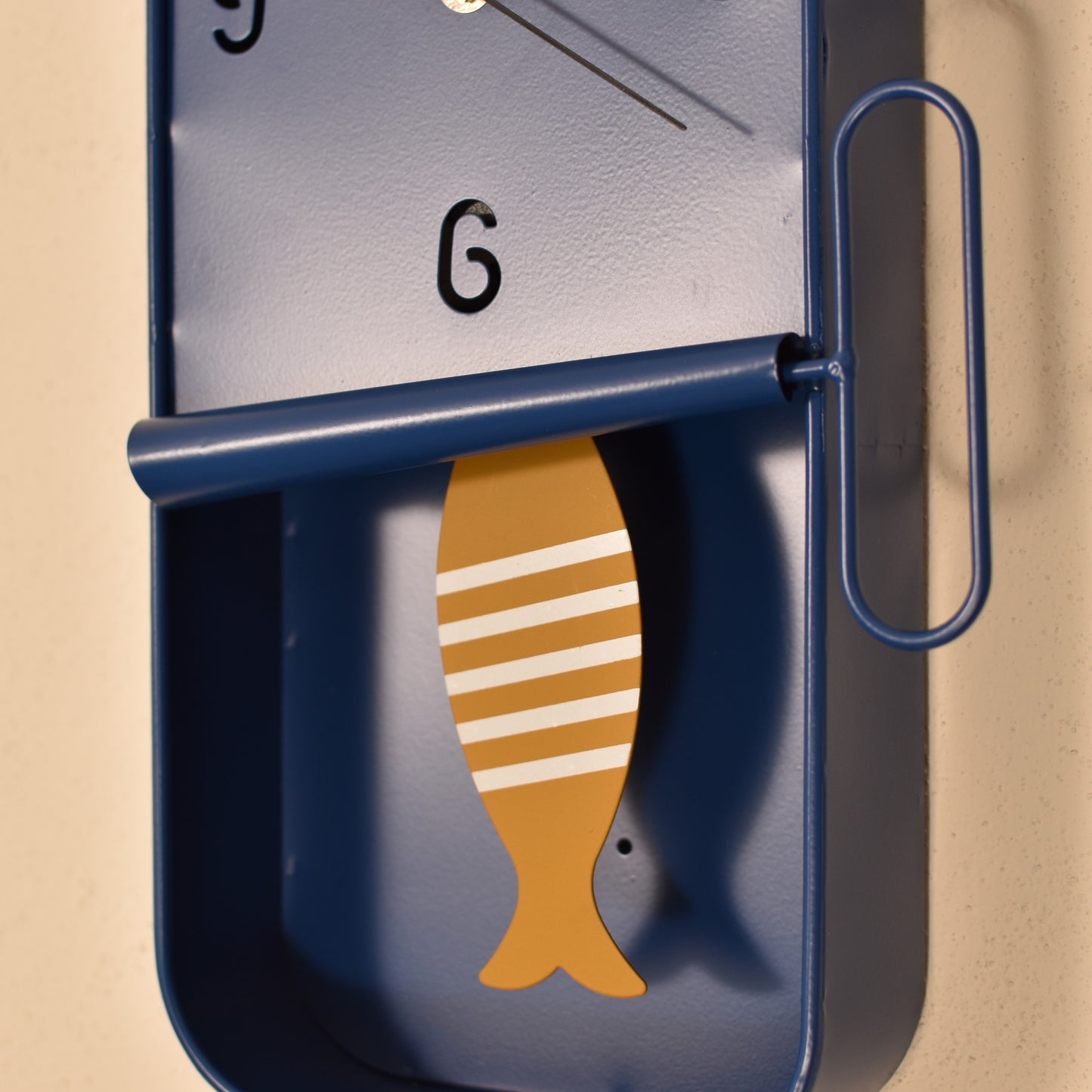 Sardine Tin Clock - Blue & Striped Mustard
