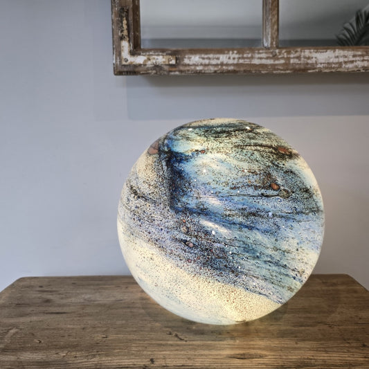 Copper Cloud Dark Swirl Handblown Glass Lamp - Sphere Large