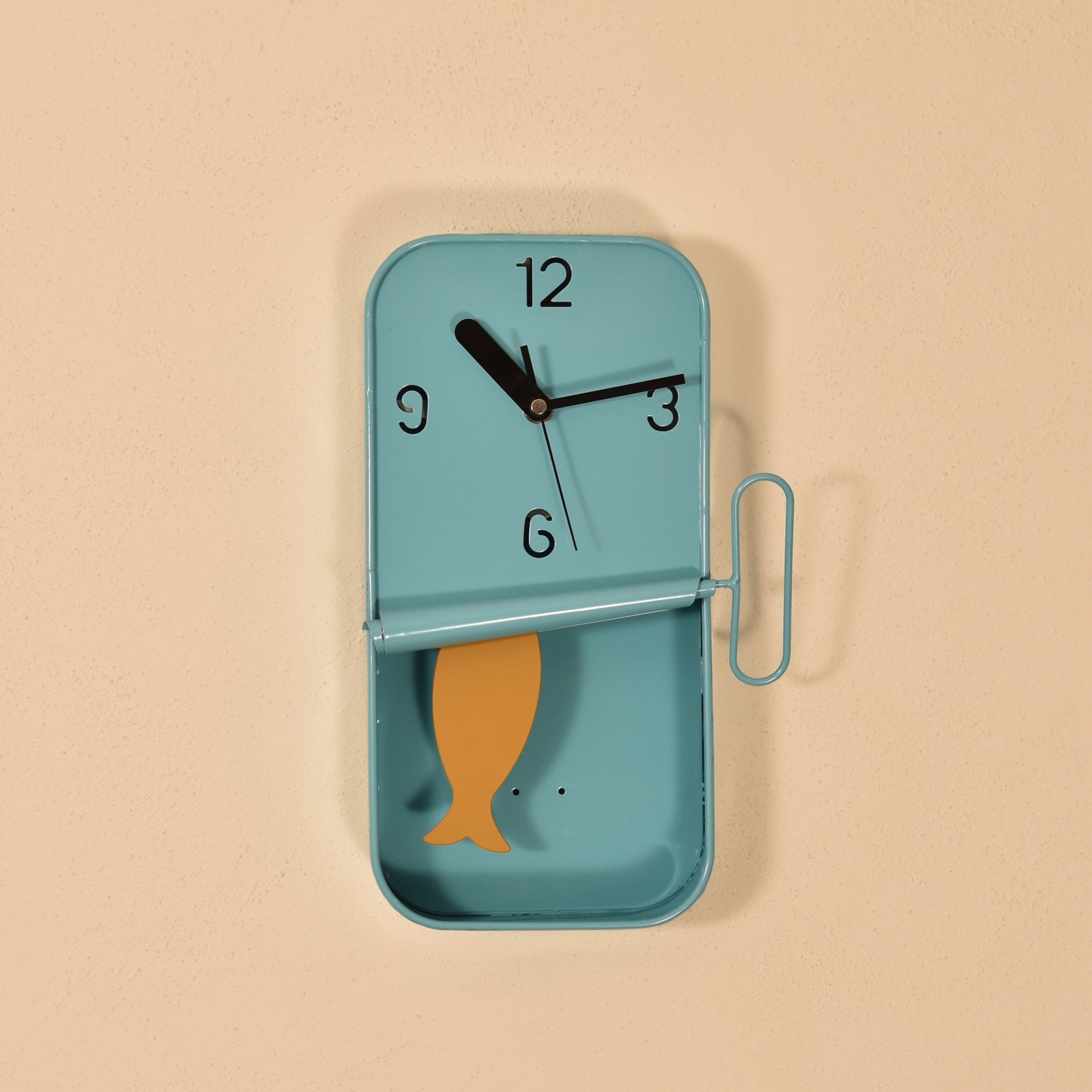 Sardine Tin Clock - Sky Blue & Mustard