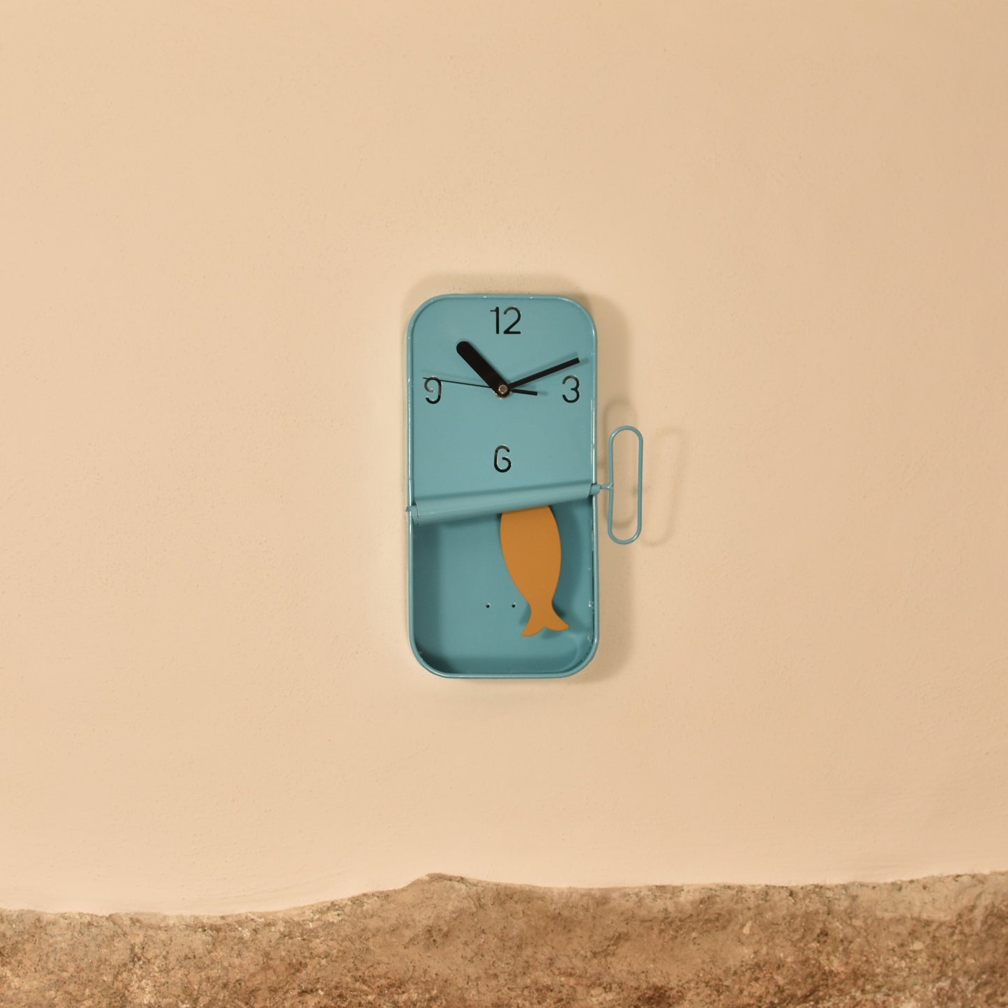 Sardine Tin Clock - Sky Blue & Mustard