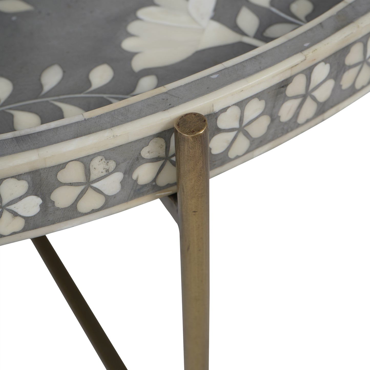 Bone Inlay Folding Coffee Table - Grey