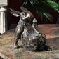 Rabbit And Bird Ornament - Aged Bronze