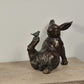 Rabbit And Bird Ornament - Aged Bronze