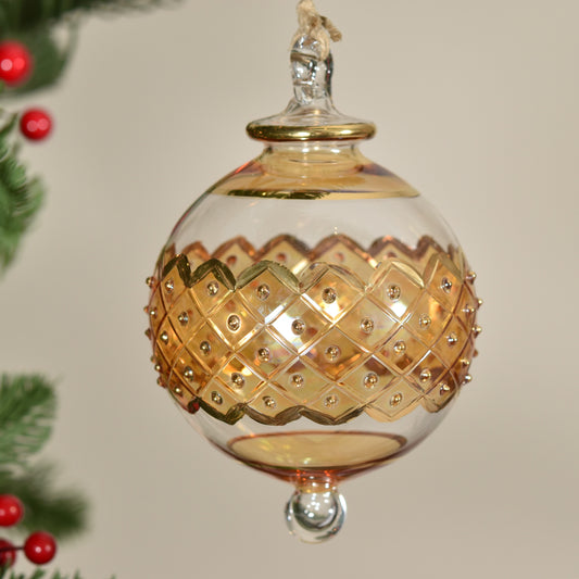 Carnival Band Handblown Glass Bauble - Amber - Large
