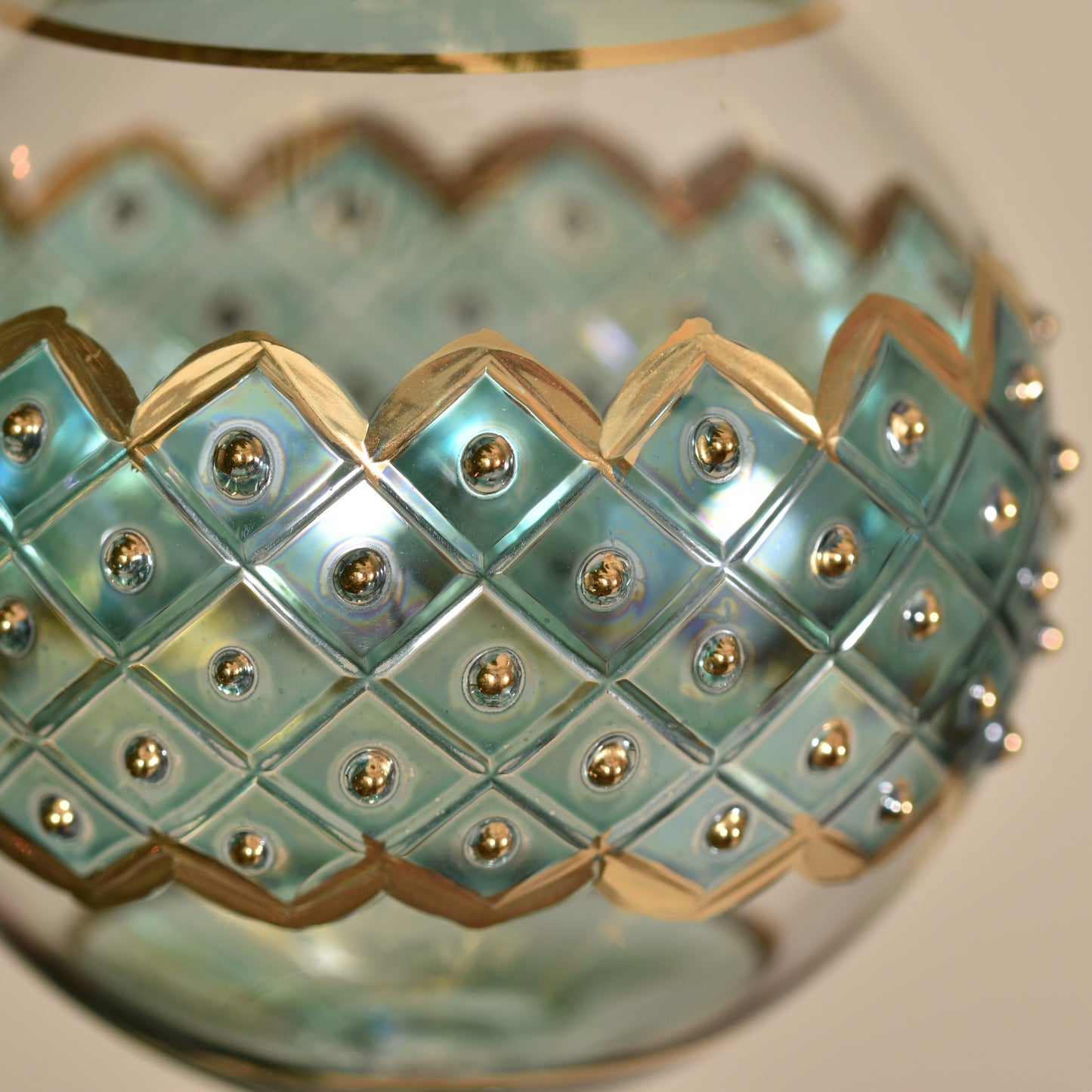 Carnival Band Handblown Glass Bauble - Jade Green - Large