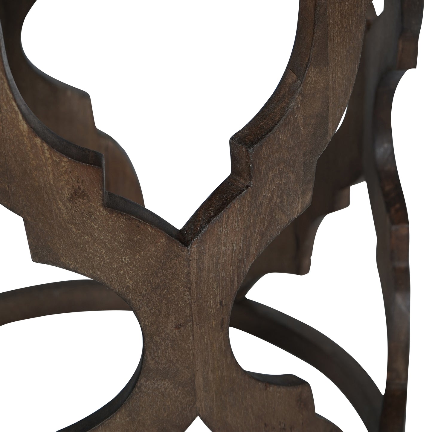 Set Of Two Carved Lattice Side Tables - Dark Mango Wood