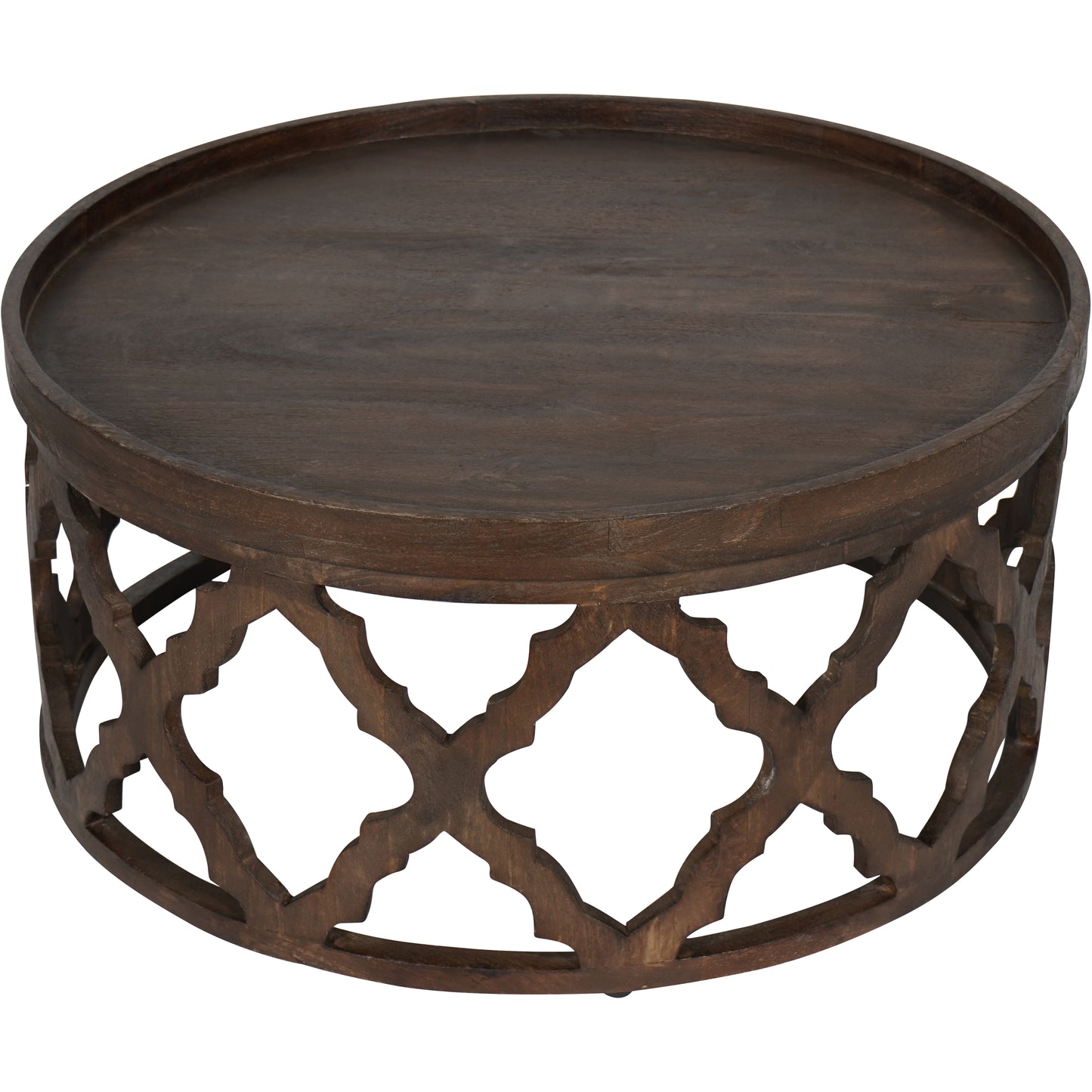 Carved Lattice Coffee Table - Dark Mango Wood