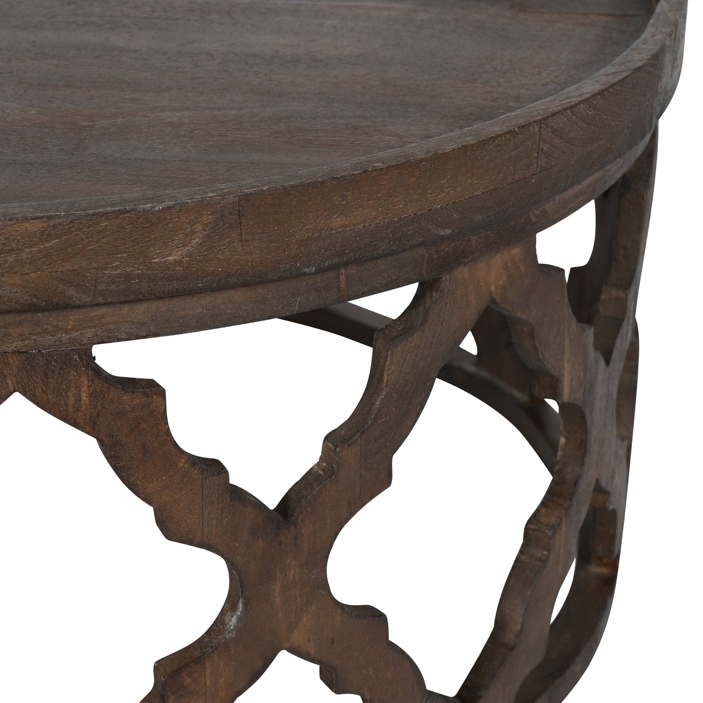 Carved Lattice Coffee Table - Dark Mango Wood