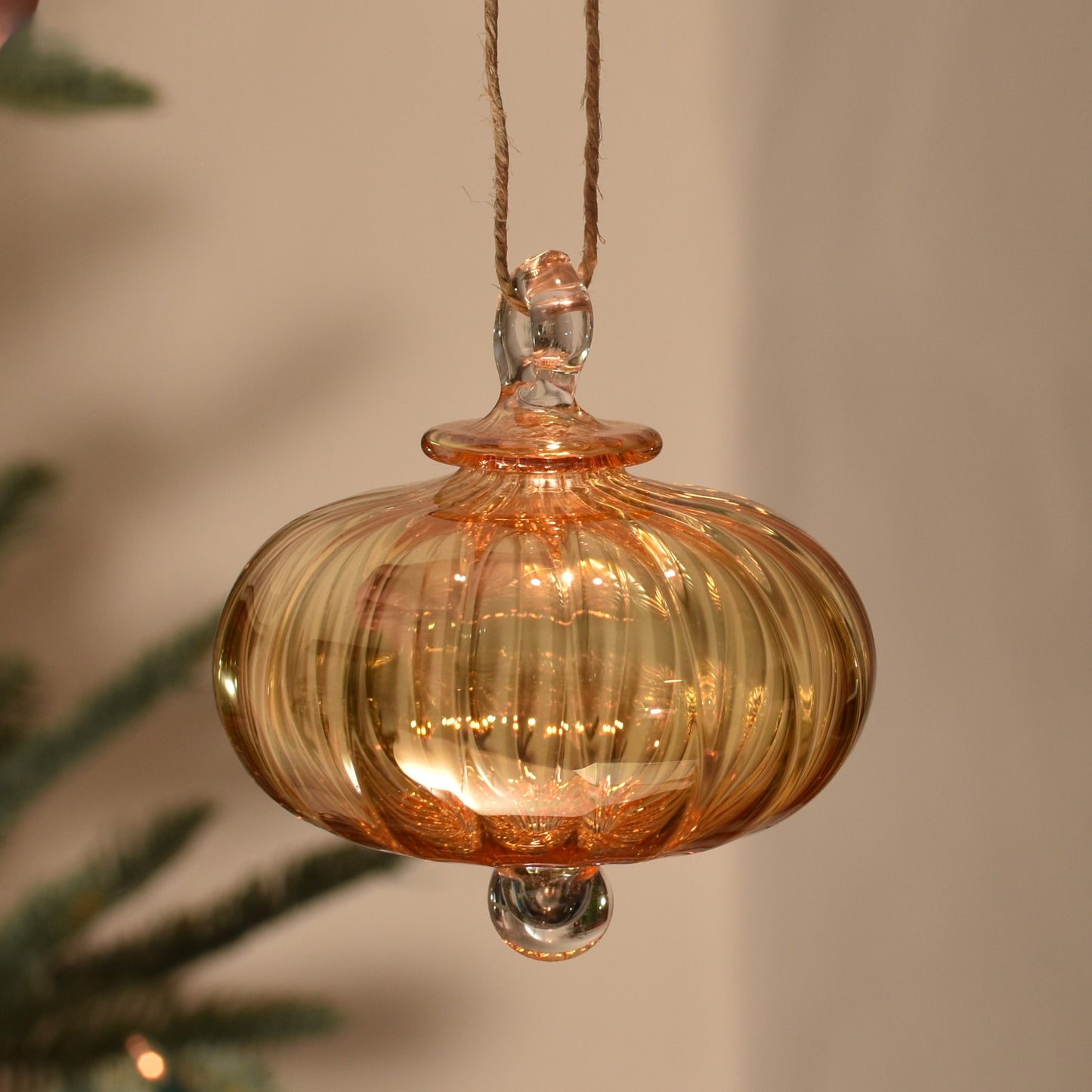 Victorian Coach - Egyptian Glass Bauble - Amber - Large