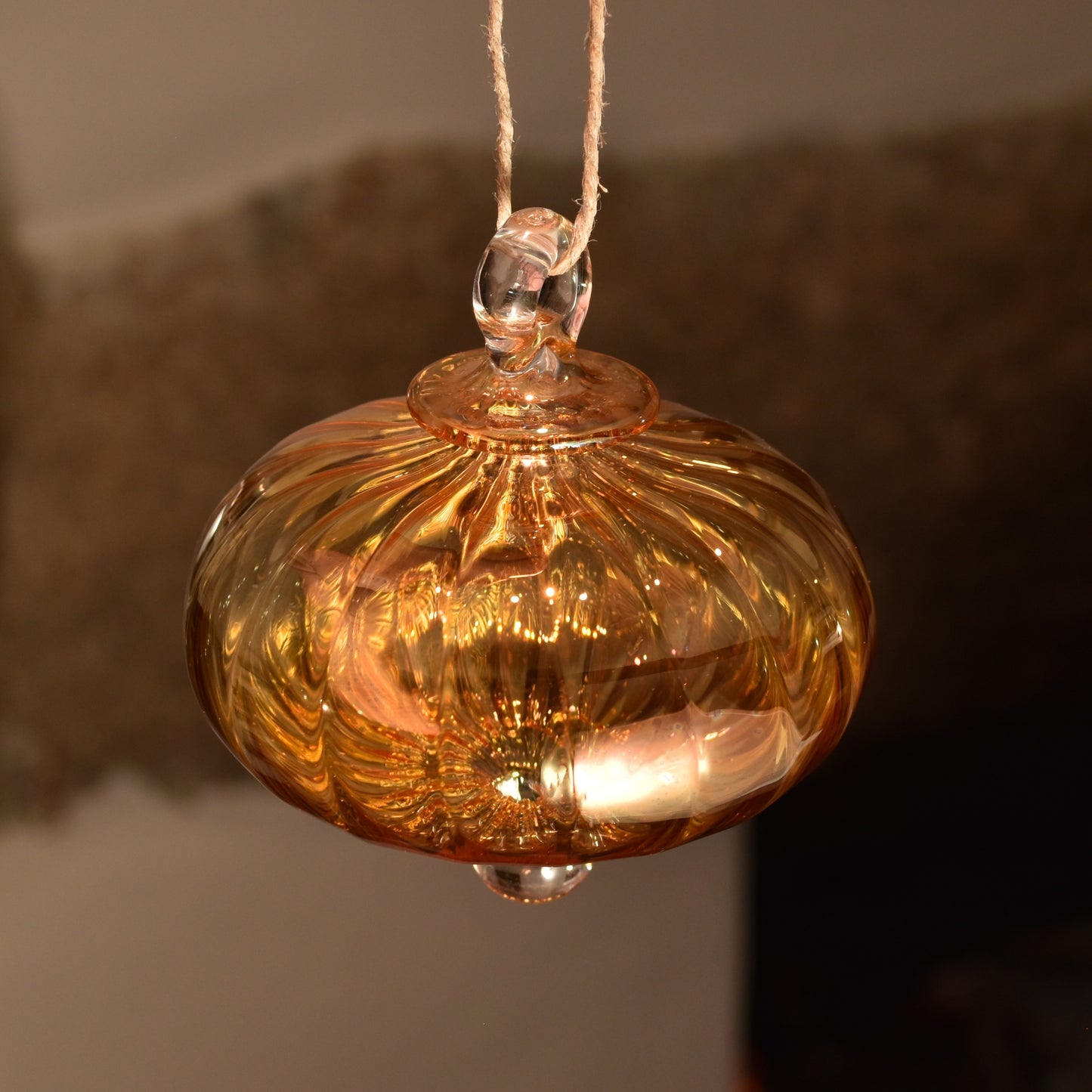 Victorian Coach - Egyptian Glass Bauble - Amber - Large