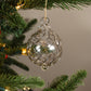 Ribbons Handblown Glass Bauble - Clear & Silver - Large