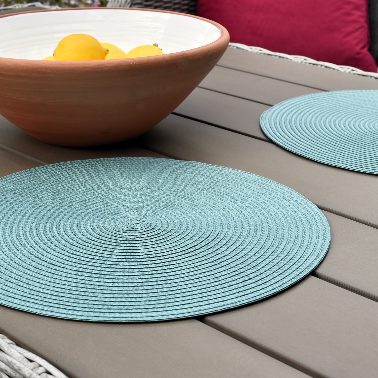 Round Woven Placemat - Sea Green