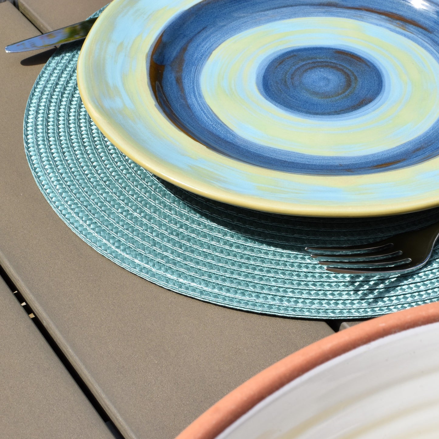 Round Woven Placemat - Sea Green