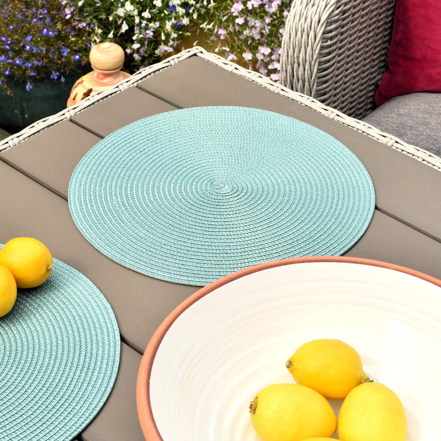 Round Woven Placemat - Sea Green