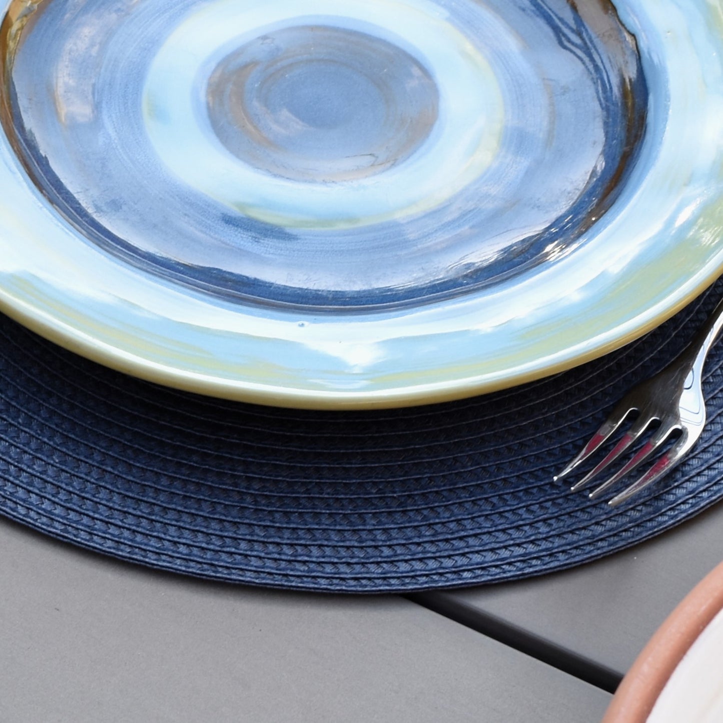 Round Woven Placemat - Dark Blue