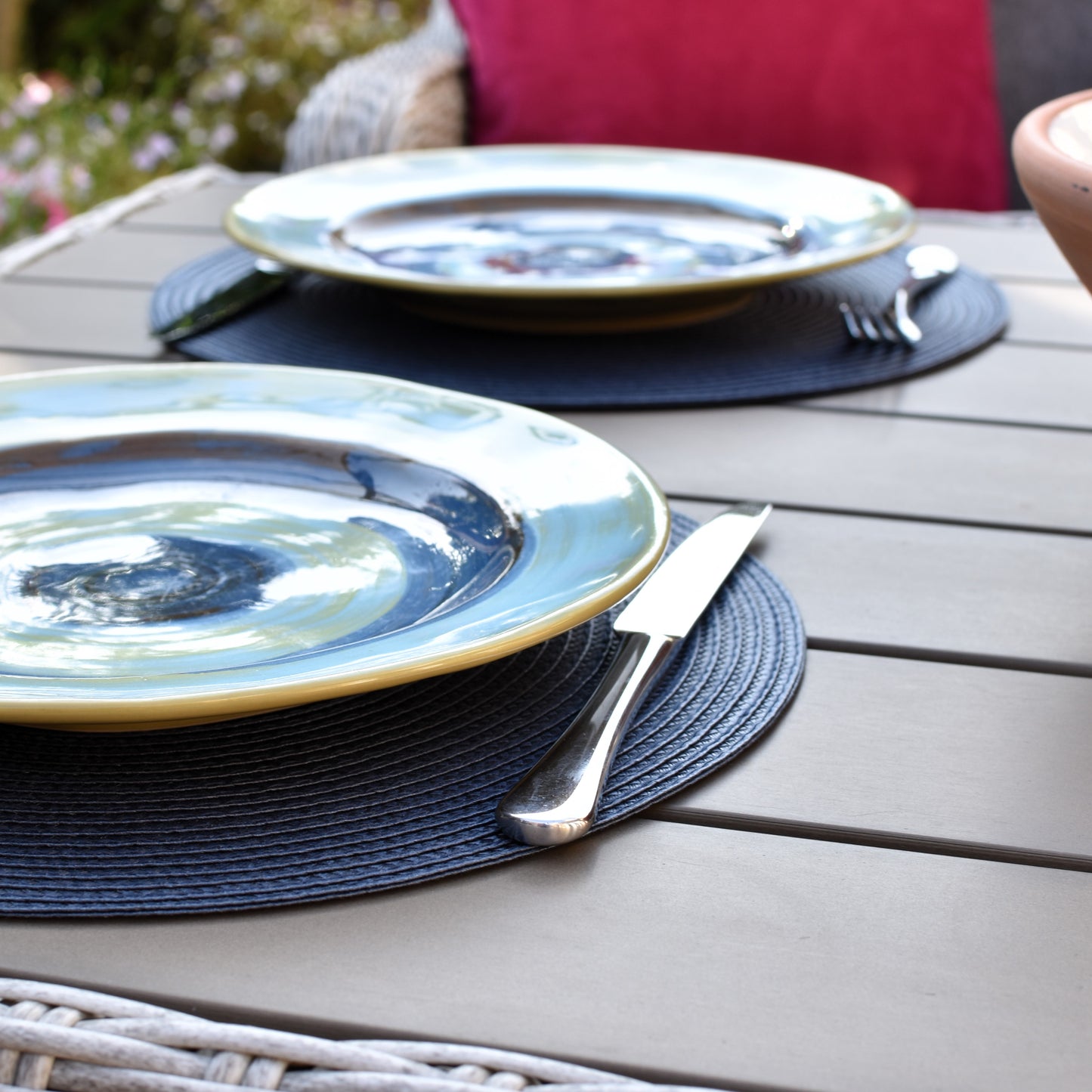 Round Woven Placemat - Dark Blue
