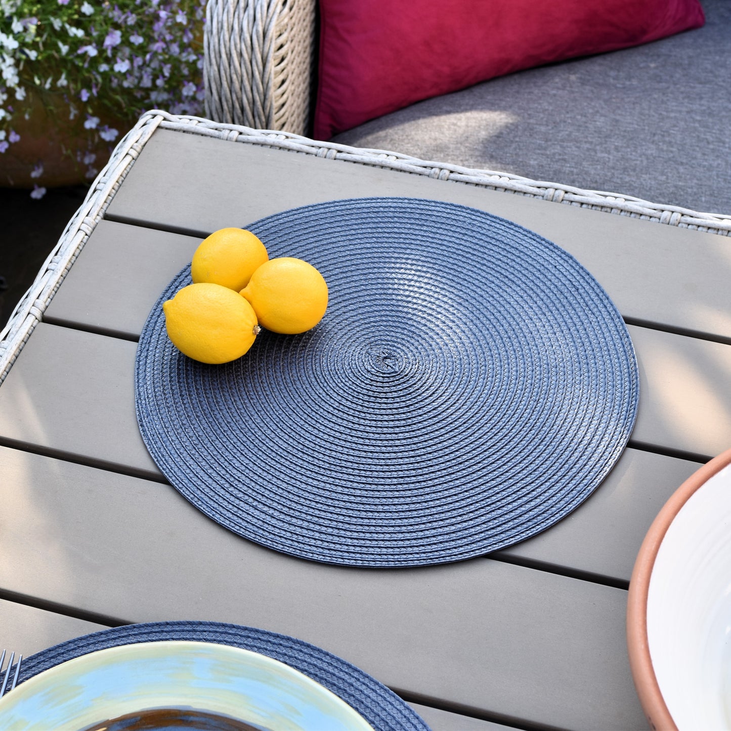 Round Woven Placemat - Dark Blue