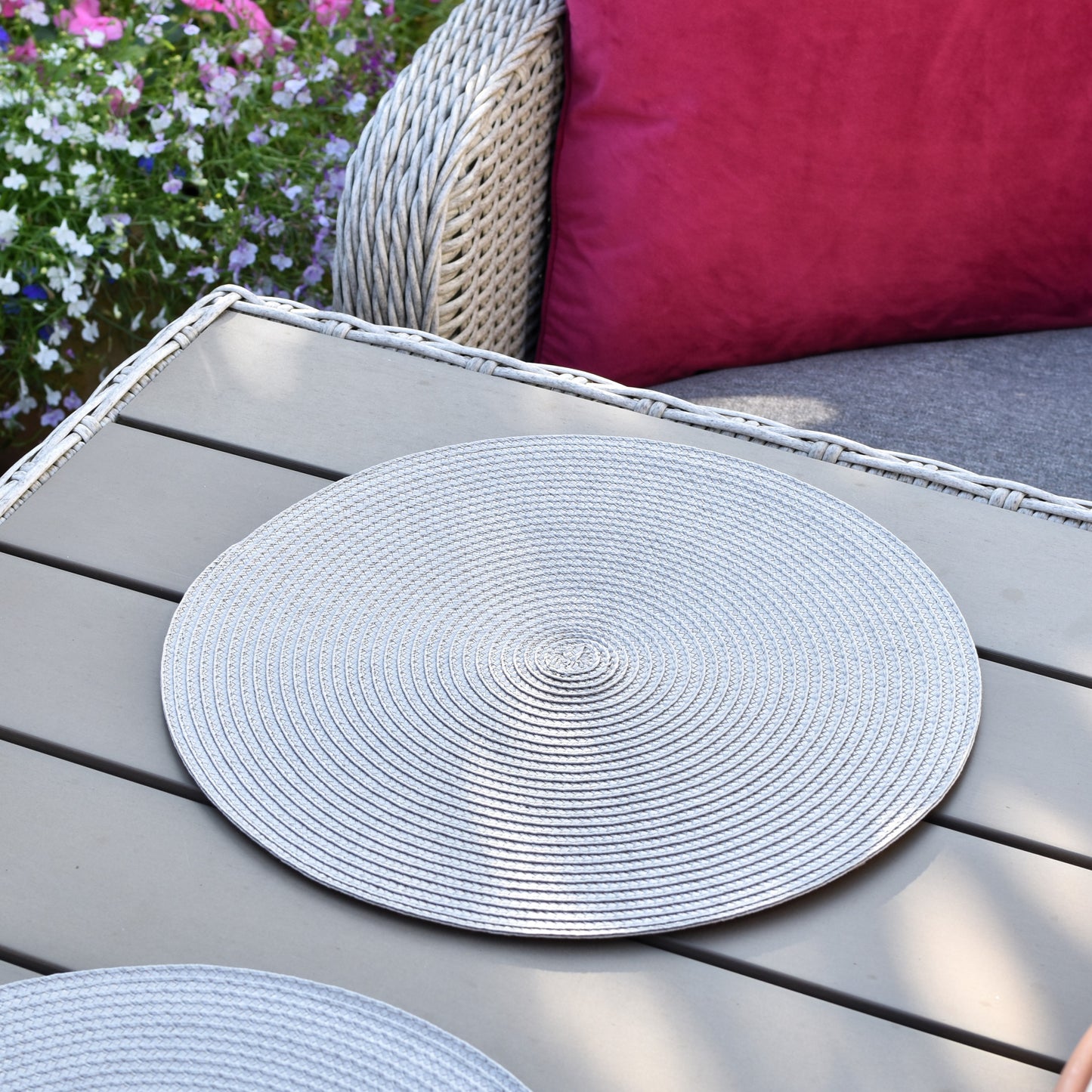 Round Woven Placemat - Dove Grey