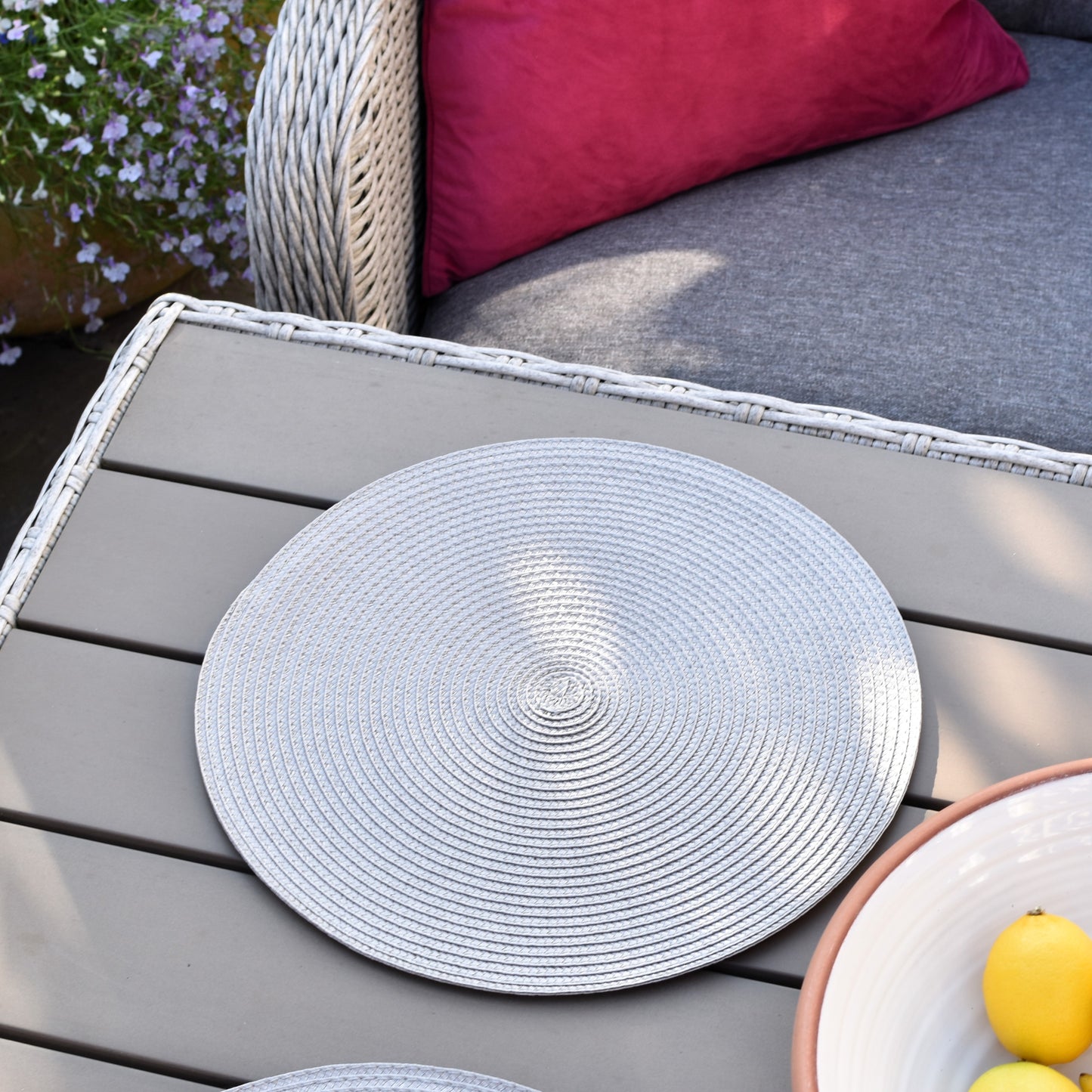 Round Woven Placemat - Dove Grey