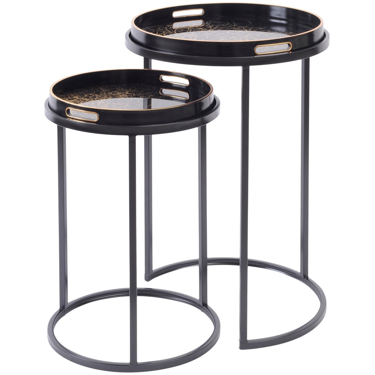 Set Of Two Coral Design Occasional Tray Tables