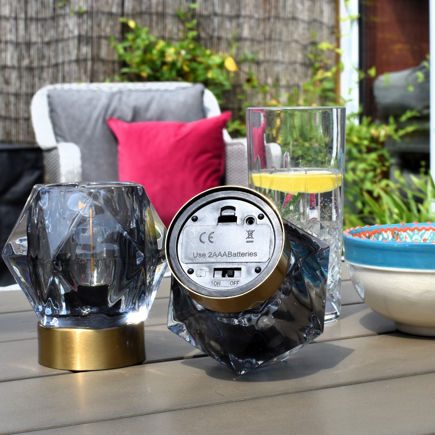 Diamond Design Glass LED Battery Light - Grey