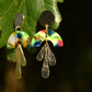 Faye Hanging Droplet Resin Earring - Tropical Greens & Pinks