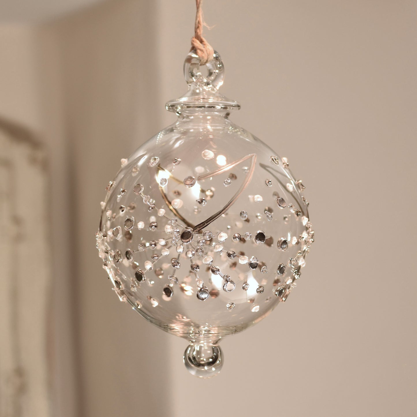 Fireworks Handblown Glass Bauble - Silver - Large