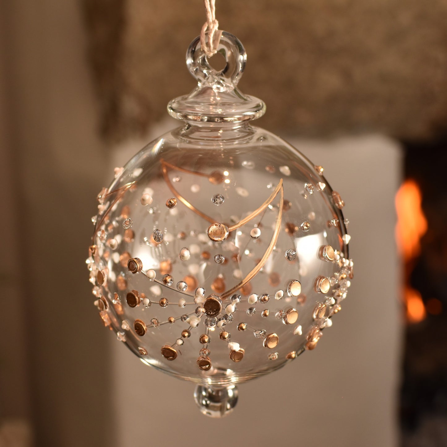 Fireworks Handblown Glass Bauble - Gold - Large