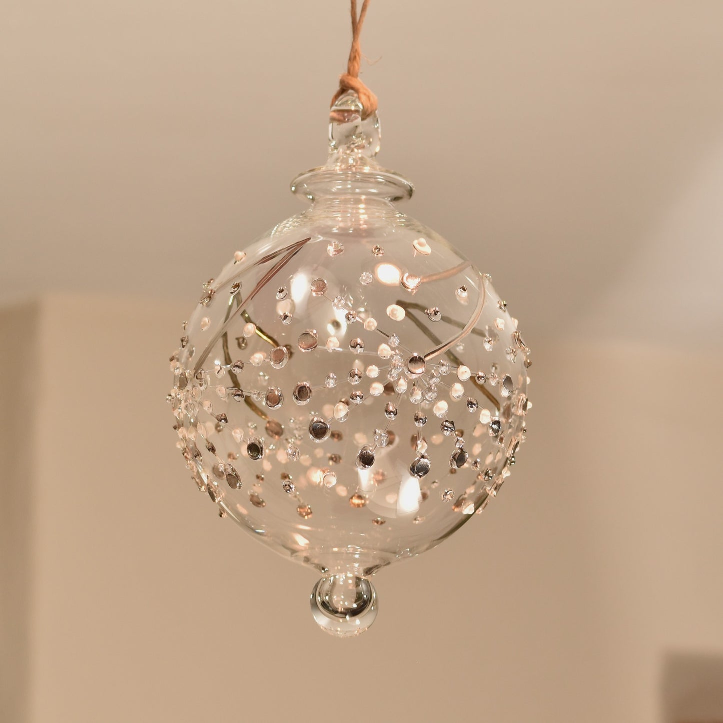 Fireworks Handblown Glass Bauble - Silver - Large