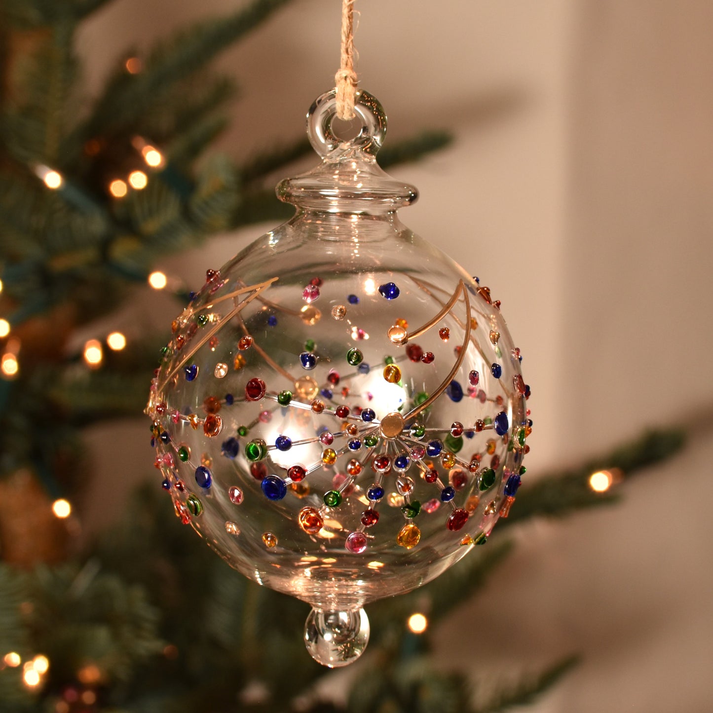 Fireworks Handblown Glass Bauble - Multi Coloured - Large