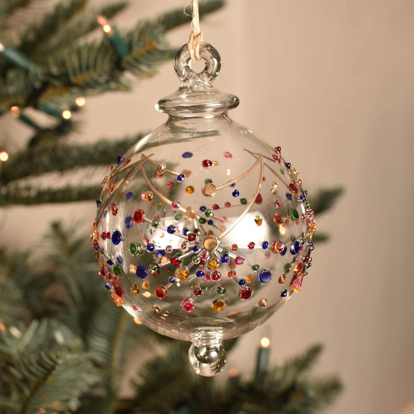 Fireworks Handblown Glass Bauble - Multi Coloured - Large
