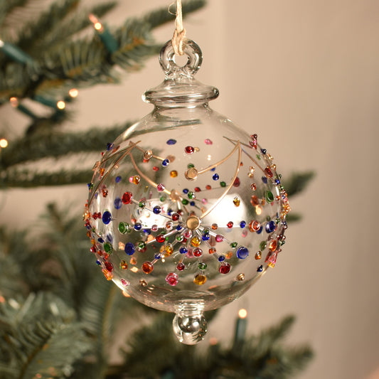 Fireworks Handblown Glass Bauble - Multi Coloured - Large