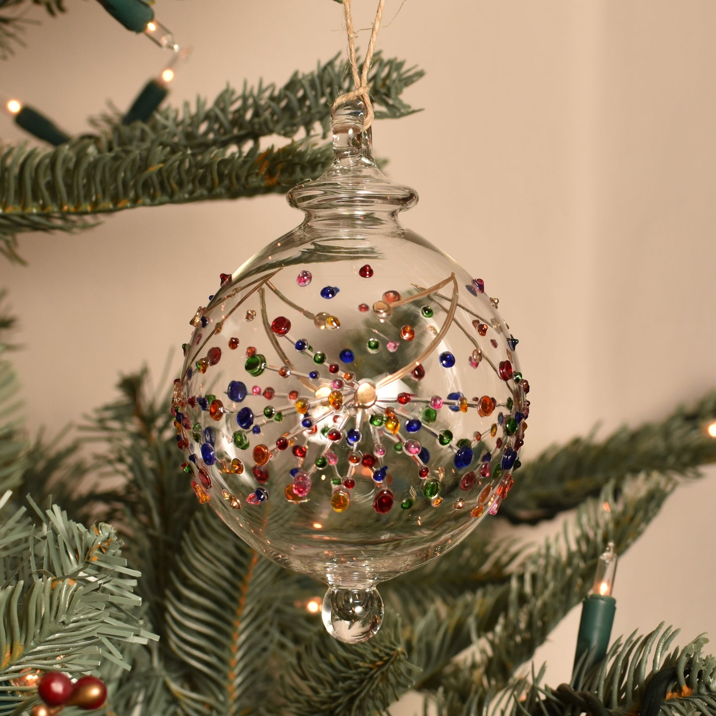 Fireworks Handblown Glass Bauble - Multi Coloured - Large