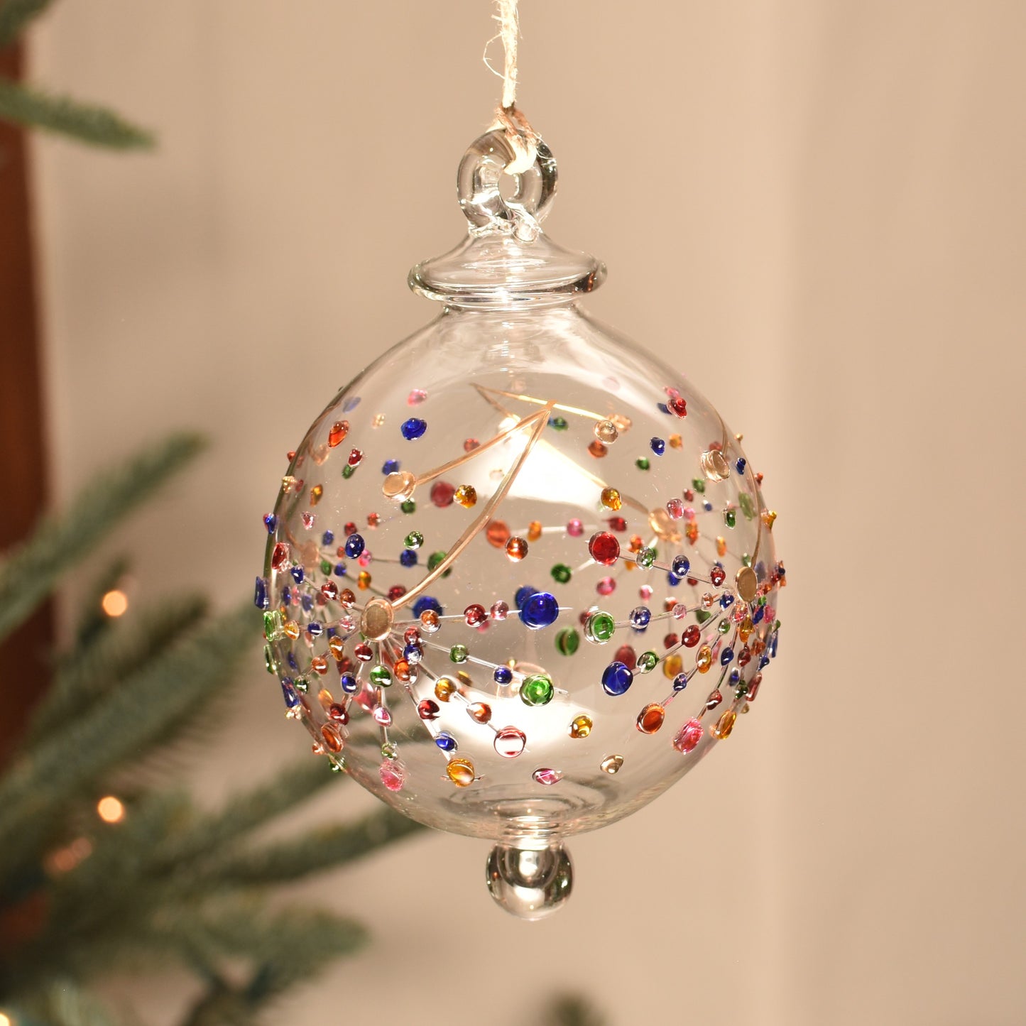 Fireworks Handblown Glass Bauble - Multi Coloured - Large