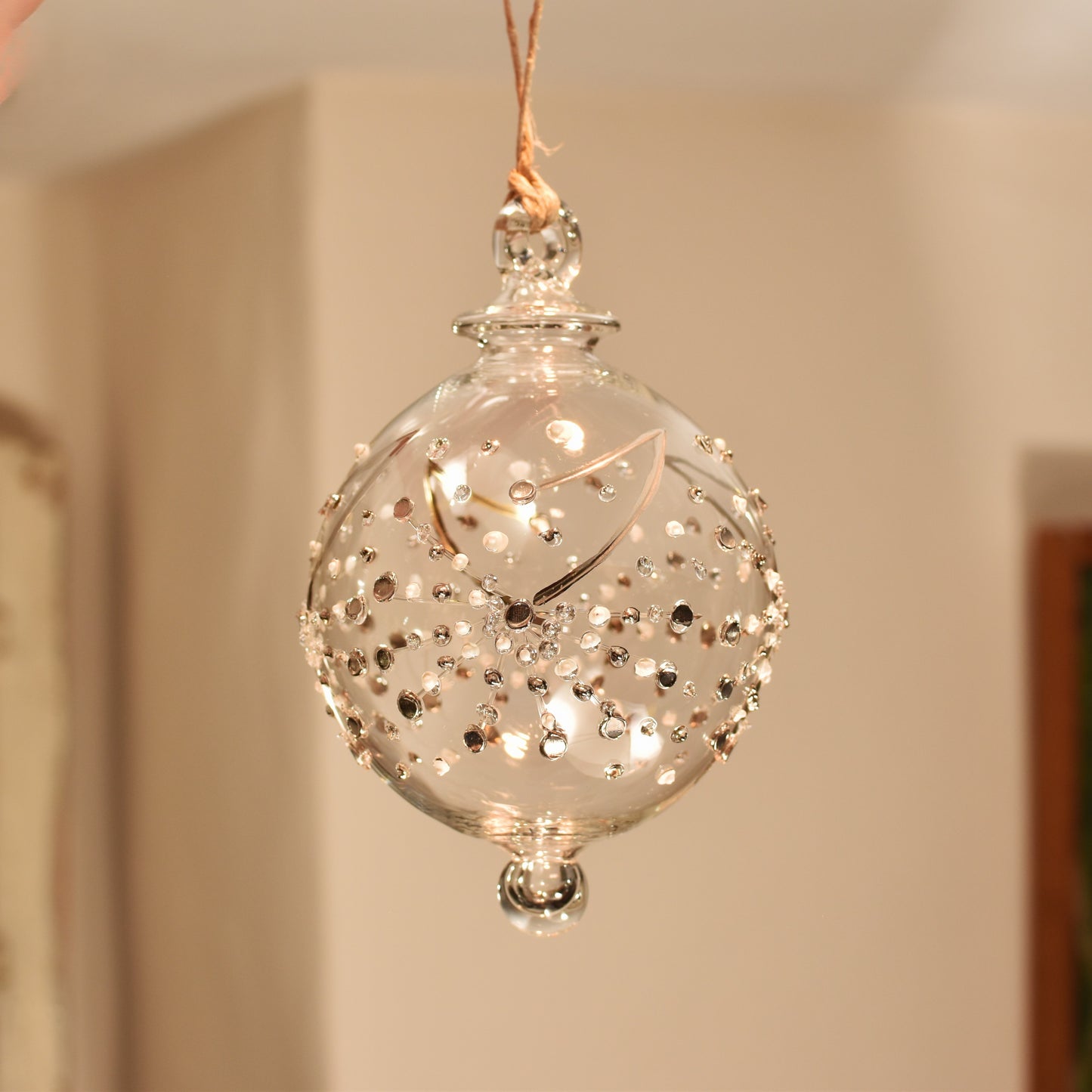 Fireworks Handblown Glass Bauble - Silver - Large