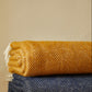 English Mustard Fishbone Pure Wool Throw / Blanket