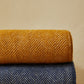 English Mustard Fishbone Pure Wool Throw / Blanket