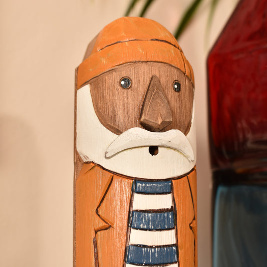 Fisherman - Carved Pillar Figurine