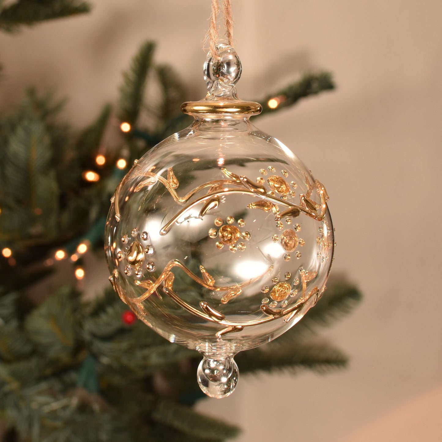 Love Heart Egyptian Glass Bauble - Gold - Large