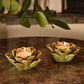 Green & Brown Flower T Light Holders - Pair
