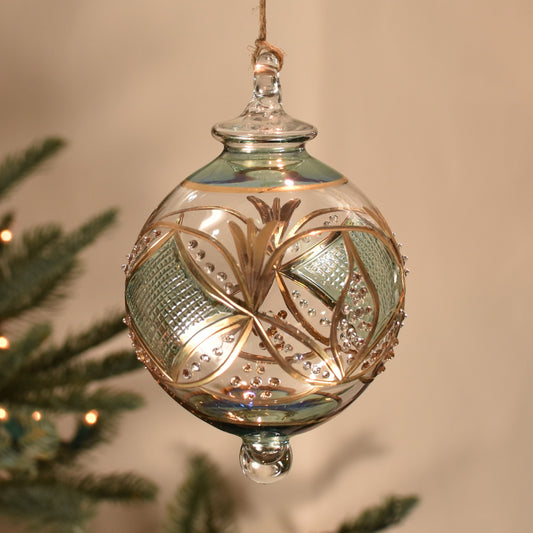 Gatsby Handblown Glass Bauble - Jade Green & Gold - Large