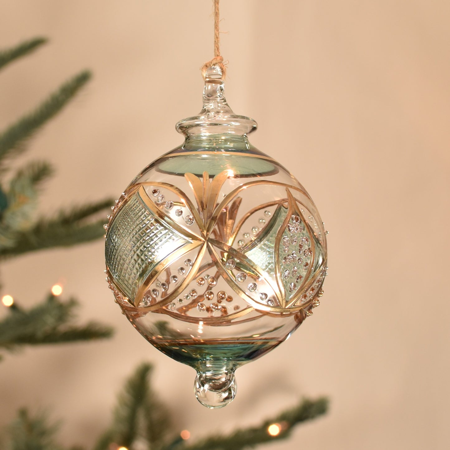 Gatsby Handblown Glass Bauble - Jade Green & Gold - Large