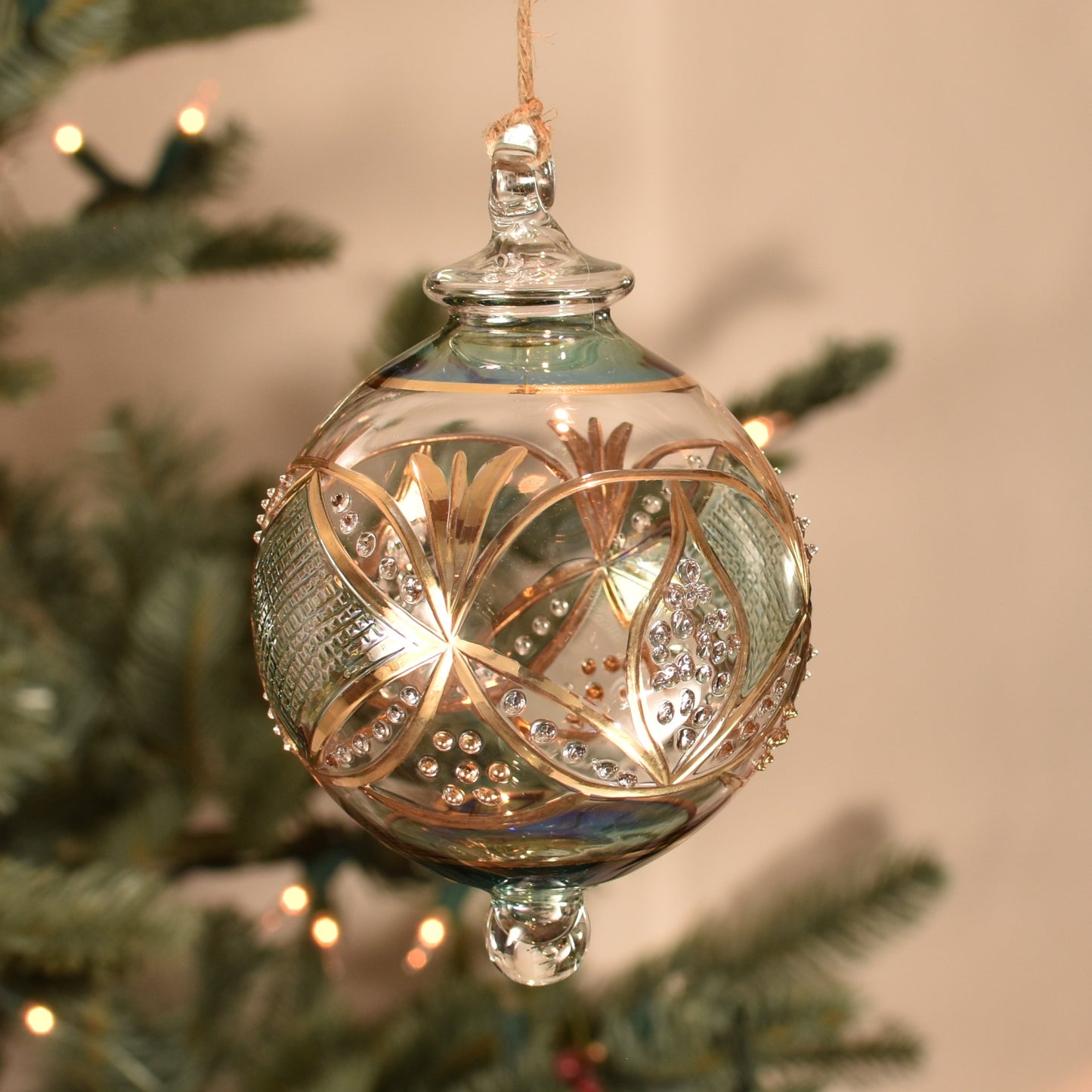 Gatsby Handblown Glass Bauble - Jade Green & Gold - Large