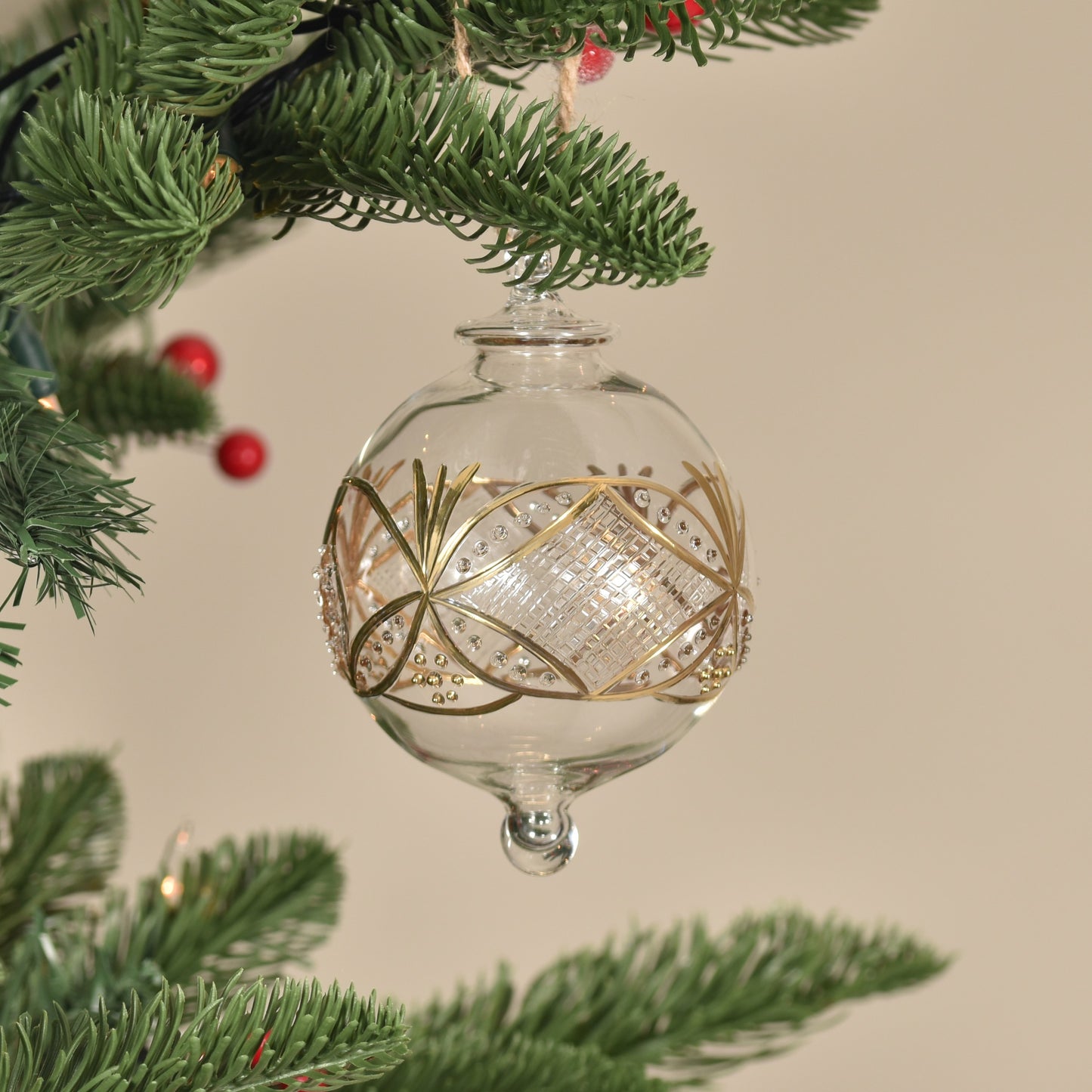 Gatsby Handblown Glass Bauble - Gold & Clear - Large