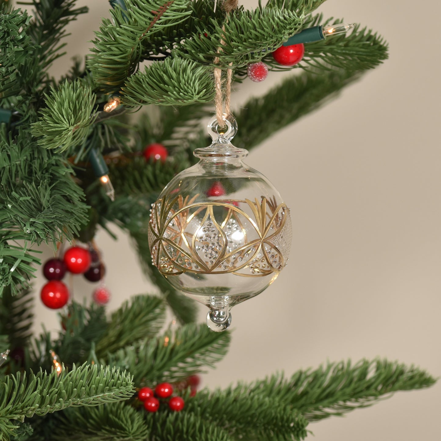 Gatsby Handblown Glass Bauble - Gold & Clear - Large