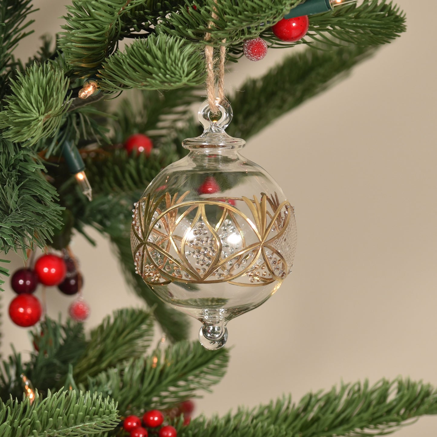 Gatsby Handblown Glass Bauble - Gold & Clear - Large