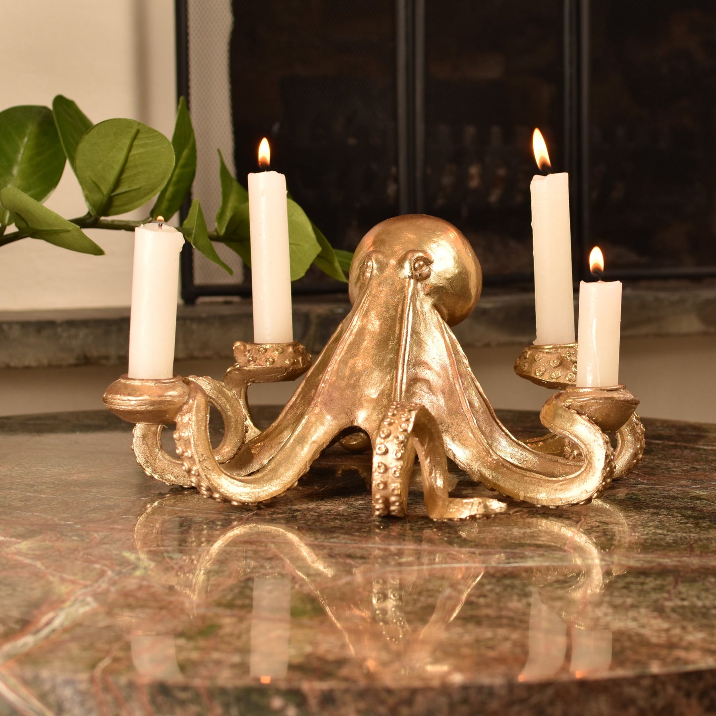 Gold Octopus Candle Holder