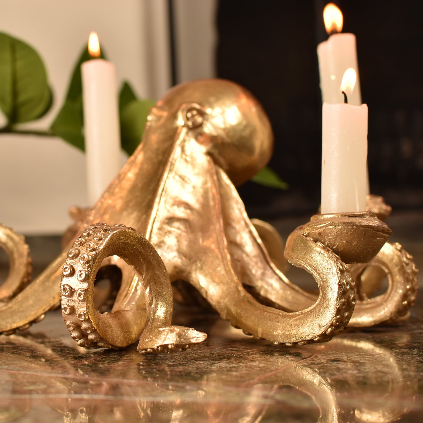 Gold Octopus Candle Holder